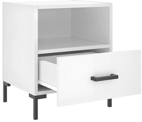 Mesas de cabeceira 2pcs derivados de madeira branco brilhante