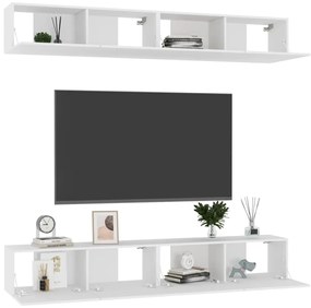 Móveis de TV 4 pcs 100x30x30 cm contraplacado branco
