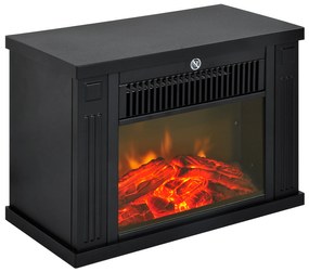 HOMCOM Lareira Elétrica Portátil Termostato Ajustável 600W1200W Efeito Chama Realista Design Compacto 34x17x25cm Preta | Aosom Portugal