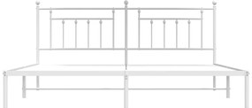 Estrutura de cama com cabeceira 200x200 cm metal branco