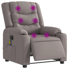 vidaXL Poltrona reclinável massagens elétrica tecido cinza-acastanhado