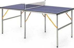 Conjunto de mesa Mesa de pingue-pongue crianças 180 x 90 x 76 cm dobrável com rede 2 raquetes 3 bolas Mesa portátil para uso interior e exterior Azul