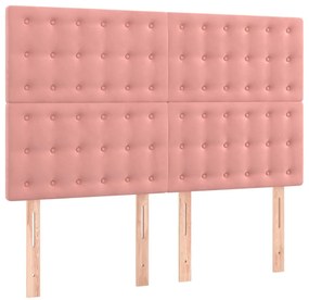 Cama com molas/colchão 140x200 cm veludo rosa