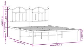 Estrutura de cama com cabeceira 140x190 cm metal preto