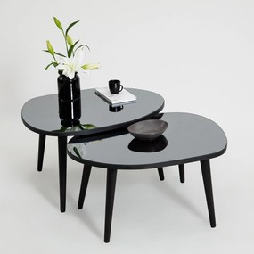 Mesa de Apoio Gusto (2 Peças) - Preto Fumado - 75x38x55cm e 75x41x55cm