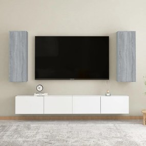 815750 vidaXL Armários TV 2pcs 30,5x30x90cm madeira proc. cor sonoma cinzento