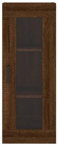 Armário Alto com Vitrine Brenna de 180 cm - Castanho - Design Moderno