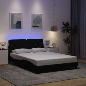 vidaXL Estrutura de cama com LED sem colchão 140x190 cm tecido preto