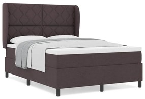 Cama com Estrado e Colchão - Castanho Escuro, 160x200 cm, Tecido