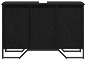 Armário de Pia Carvalho Preto 91x35x60 cm Madeira Compensada