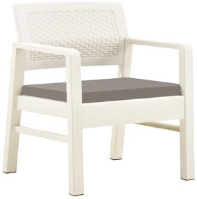 Conjunto lounge para jardim 3 pcs plástico branco