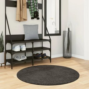 Tapete de pelo alto aspeto brilhante ISTAN Ø 100 cm antracite