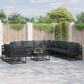 vidaXL Conjunto de Sofá de Jardim 9 pcs Preto 283 x 283 x 71 cm
