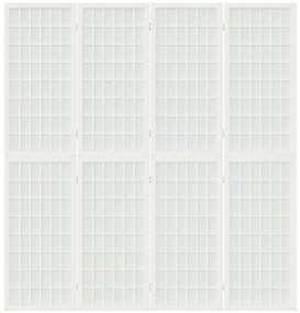 Biombo dobrável com 4 painéis estilo japonês 160x170 cm branco