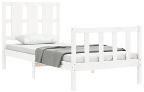 Estrutura de cama com cabeceira 90x190 cm madeira maciça branco