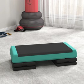 Step para Fitness Antideslizante Altura Regulável 3 Níveis de 10,5/15,5/20,5 cm Capacidade 250 kg 77x36x20,5 cm Verde e Preto