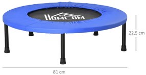 HOCOM Trampolim Fitness Ø81cm Trampolim de Aço com Borda Protetora e 28 Molas para Exercícios em Interior E Exterior Carga 100kg 81x81x22,5cm Preto e