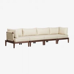 Sofá Modular De Jardim De 4 Peças Com 2 Poltronas De Canto Em Acácia Giulia Castanho-acácia Escuro - Sklum