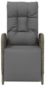 Poltronas reclináveis exterior c/ almofadões 2pcs vime PE cinza