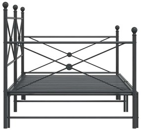 Cama de dia com gavetão sem colchão 100x190 cm aço preto
