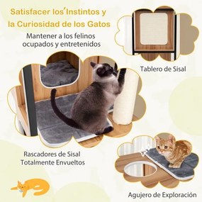 Arranhador para gatos 75 x 45 x 133 cm moderno com estrutura metálica de vários níveis com poste para arranhar Natural