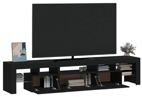 Móvel de TV com luzes LED 200x36,5x40 cm preto