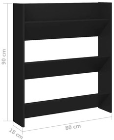 Sapateira de parede 80x18x90 cm derivados de madeira preto