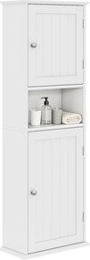 Armário de Parede para Casa de Banho, 40 x 20 x 120 cm, Prateleiras Ajustáveis, Branco