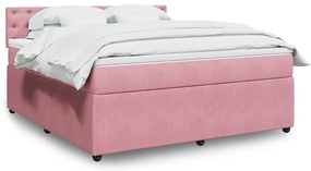 vidaXL Cama com molas/colchão 180x200 cm veludo rosa