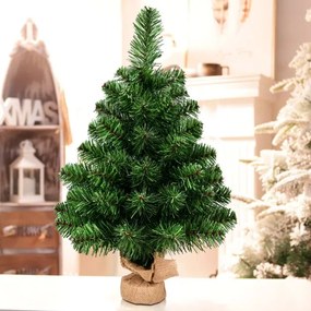 Árvore de Natal Artificial de 60 cm Fácil de montar com folhas de PVC Ramos Suporte metálico e base de cimento