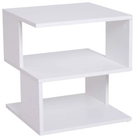 HOMCOM Mesa de Cabeceira Mesa de Café Auxiliar 2 Níveis  40x40x43 cm Branco