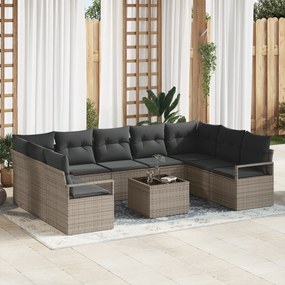 Conjunto de Sofá de Jardim vidaXL de 9 peças com Almofadas de Rattan P