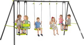 Outsunny Conjunto de Baloiços Infantil com 2 Baloiços Baloiço Duplo e Estrutura de Aço para Crianças de 3-8 Anos 355x184x186 cm Verde | Aosom Portugal