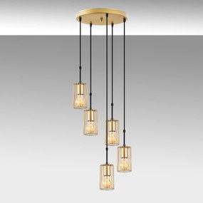 Chandelier Kemtel – Dourado Brilhante – 34 x 34 x 121 cm