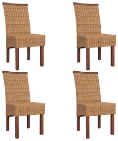 vidaXL Cadeiras de jantar 4 pcs vime genuíno castanho