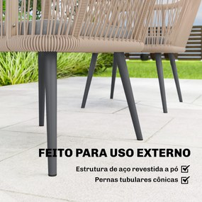 Conjunto de 2 Cadeiras de Jardim Exterior em Vime (MESA NÃO INCLUIDA) com Almofadas Apoios de Braço e Estrutura de Aço 54x65x80 cm Cinza