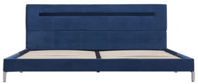 Estrutura de cama com LED 180x200 cm tecido azul