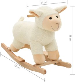 Animal de baloiçar ovelha em pelúcia 78x34x58 cm branco