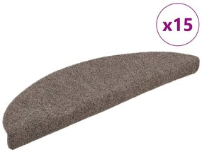 vidaXL Tapetes escada autoadesivos 15 pcs 56x17x3 cm agulhado creme