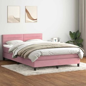 vidaXL Cama com molas/colchão 160x220 cm veludo rosa