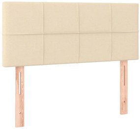 Cama box spring c/ colchão e LED 90x190 cm tecido cor creme