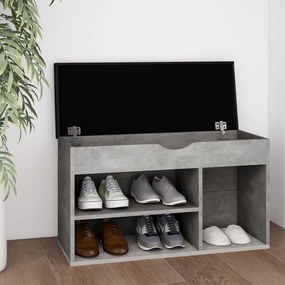 vidaXL Banco sapateira + almofadão 80x30x47cm contrap. cinza cimento