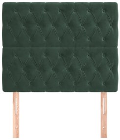 Cabeceira de cama 2 pcs veludo 90x7x78/88 cm verde-escuro