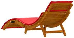 Espreguiçadeiras vidaXL com almofadas 2 pcs Vermelho Madeira de Acácia