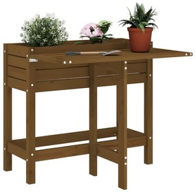 vidaXL Floreira de jardim com tampo dobrável pinho maciço castanho-mel