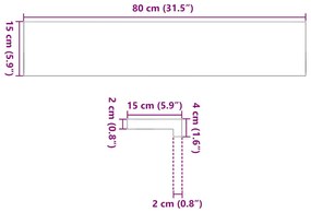 Soleiras da janela 2 pcs 80x15x2 cm carvalho maciço não tratado