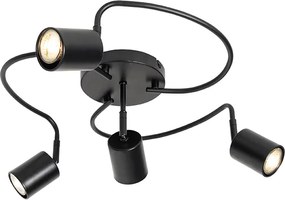 Candeeiro de teto moderno preto ajustável 4 luzes - Java