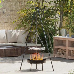 vidaXL Tripé para Fogueira Preto 92 x 92 x 171.5 cm Metal
