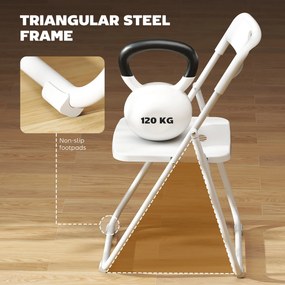 Conjunto de 6 Cadeiras Dobráveis com (MESA NÃO INCLUIDA) Encosto Curvo Assento Côncavo com Ventilação 48,5x47x75 cm Branco