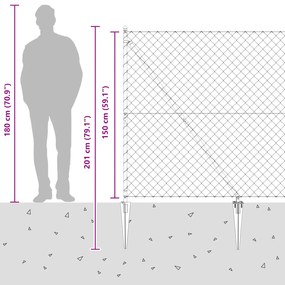 Cerca de Cadeado com 7 Postes de Ponta 1.5x10 m Aço Galvanizado